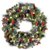 National Tree 24 Inch Crestwood Spruce Wreath with 50 Clear Lights
