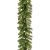 National Tree 9 Foot by 10 Inch Norwood Fir Garland with 50 Battery Operated Warm White LED Lights