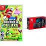 New Super Mario Bros Deluxe U + Nintendo Switch Gray Bundle