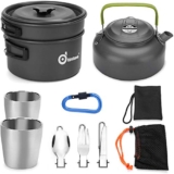 Odoland 10pcs Camping Cookware Mess Kit