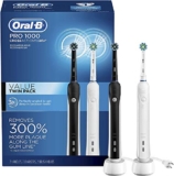 Oral-B Pro 1000 Electric Toothbrushes with Brush Heads, Black and White, Twin Pack