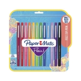 Paper Mate Flair Point Guard Marker Porous, Nylon Tip Pen Medium, 12-Carded, Assorted Inks