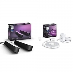 Philips Hue Play Double Kit – Black Finish + White and Color Ambiance Lightstrip Base Kit with Bluetooth