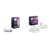 Philips Hue White Ambiance & Colour A19 Single with Bluetooth + Lightstrip Plus V4 2m Base kit, Colour