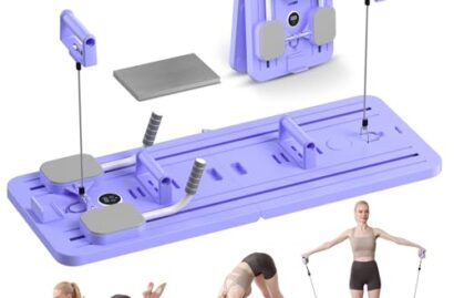 Portable Pilates Reformer Machine – Auto-Rebound Pilates Board with Abdominal Core Trainer & Full Body Workout