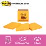Post-it Notes Super Sticky Notes, 3″ x 3″, 5 Pads, 90 Sheets/Pad, Neon Orange