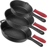 Cuisinel Pre-Seasoned Cast Iron Skillet 3-Piece Chef Set