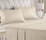 CGK Unlimited Queen Size Sheet Set – 4 Piece Set – Hotel Luxury Bed Sheets, Cream