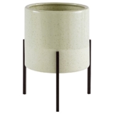 Rivet Mid-Century Ceramic Planter with Iron Stand