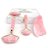 Rose Quartz Roller with Gua Sha, Mini Eye Roller set