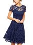 Ruiyige Womens O-Neck Short Sleeve Floral Lace Mini Party Evening Cocktail Dress