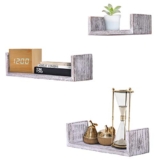 Rustic Wall Mounted U-Shaped Floating Shelves – Set of 3, Rustic White