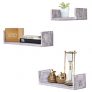 Rustic Wall Mounted U-Shaped Floating Shelves – Set of 3, Rustic White