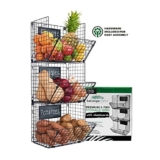 Saratoga Home Premium 3-Tier Wall Mounted Hanging Wire Baskets with Chalkboards