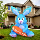 SEASONBLOW 4 FT LED Light Up Inflatable Easter Bunny with Carrot