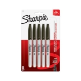 Sharpie FINE POINT Marker Permanent, 5-Carded, Black Ink