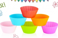 Baking Cups, [24 Pack] Patec Silicone Bakeware Baking Muffin Cups Reusable Cupcake Liners Moulds Sets, BPA Free and FDA Approved Muffin Molds Set with 6 Colors