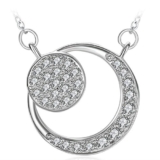 ZHULERY Fine Jewelry Cubic Zirconia Moon Pendant Necklace
