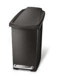 simplehuman 10L Compact Slim Step Trash Can, Black Plastic