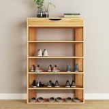 sogesfurniture 5 Tier Free Standing Wooden Shoe Storage Shelf,Teak
