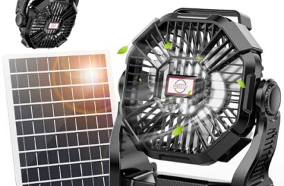 Solar Powered Camping Fan with Led Light