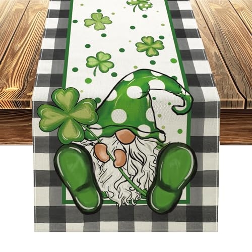Shamrock Gnome St. Patrick’s Day Table Runner, 72 Inches