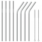 Stainless Steel Drinking Straws Set of 8 with 2 Cleaning Brushes