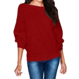 Women’s O-Neck Batwing Sleeve Loose Knitted Pullover Sweater