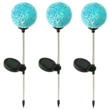 Sunnydaze Solar LED Mosaic Decorative Garden Glass Ball Light, Set of 3, Blue
