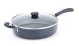 T-Fal Specialty Nonstick Dishwasher Safe PFOA Free Jumbo Cooker Cookware with Glass Lid, 5-Quart, Black