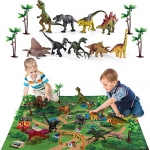TEMI Dinosaur Toy Figure w/ Activity Play Mat & Trees