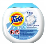 Tide PODS Free & Gentle HE Turbo Laundry Detergent Pacs, Unscented, 57 Count Tub