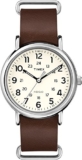 Timex Weekender White Dial and Brown Leather Nato Strap
