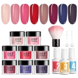 TOMICCA Dip Powder Nail Kit 8 Color with Liquid Set, Nude/Red/Dark Series