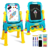 Tomons Adjustable Height Kids Easel, Double Sided Whiteboard & Chalkboard