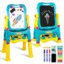 Tomons Adjustable Height Kids Easel, Double Sided Whiteboard & Chalkboard