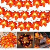 Toodour Thanksgiving Decorations Lights, Fall Maple Leaves String Lights, 20ft 40 LED