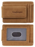 Toughergun Genuine Leather Magnetic Front Pocket Money Clip Wallet RFID Blocking(Khaki)