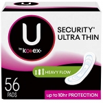 U by Kotex Security Ultra Thin Feminine Pads, Heavy Flow, Long, 56 Count