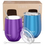 THILY Triple-Insulated Stainless Steel Travel Glasses, 2 Pack