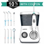 ABOX Dental Oral Irrigator 600ml Capacity with 8 multifunctional Tips 10 Water Pressures Countertop Dental Flosser