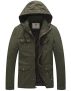 WenVen Men’s Hooded Cotton Military Jacket, Military Green