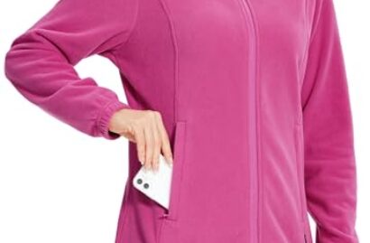 WILLIT Women’s Long Fleece Jacket with Hoodie