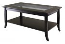 Winsome Wood Genoa Rectanuglar Coffee Table with Glass Top and Shelf