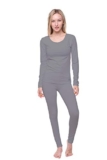 Women’s Thermal Set, Lightweight Ultra Soft Fleece Shirt and Tights, Grey, Small