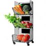 X-cosrack 3 Tier Metal Wire Basket Organizer with Wheels
