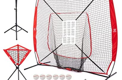 ZELUS Baseball Net Kit with Tee, Carry Bag, Ball Caddy and 12 Baseballs