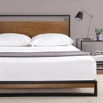 Zinus Ironline Metal and Wood Platform Bed with Headboard