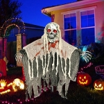 Creepy Skeleton with LED Light-up Eyes Shrilling Sound Motion Activated Halloween Decor Outdoor 